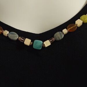 New Studio by Liz Claiborne black‎ size L petite sweater stone accents neckline